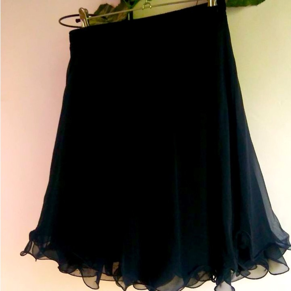 Women's Black Chiffon A-Line Skirt